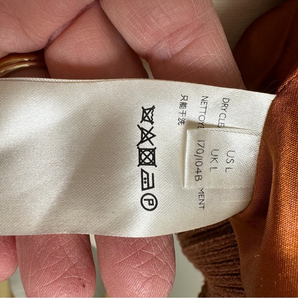 Anthropologie Rust Faux Fur Bomber/Teddy Jacket w/White Embroidery Sz L - Picture 5 of 7